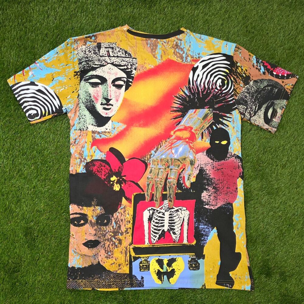Rebel Vengeance All-Over Print Painting Style Artistic Tee T-Shirt Men's Sz L - Picture 2 of 9